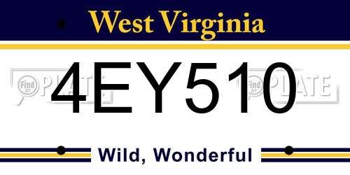 4EY510 West Virginia License Plate