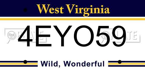 4EYO59 West Virginia License Plate