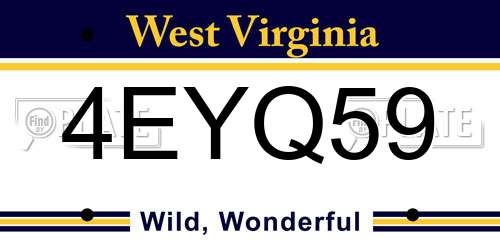4EYQ59 West Virginia License Plate