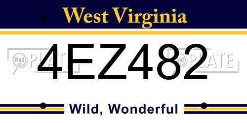 4EZ482 West Virginia License Plate