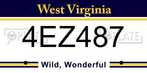 4EZ487 West Virginia License Plate