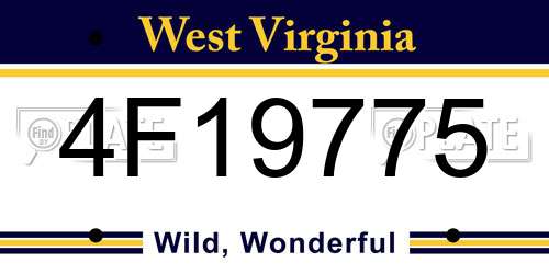 4F19775 West Virginia License Plate