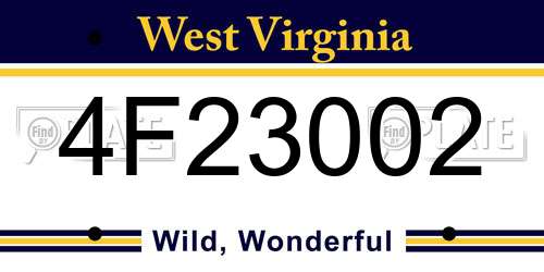 4F23002 West Virginia License Plate
