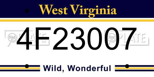 4F23007 West Virginia License Plate