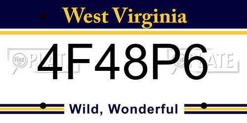 4F48P6 West Virginia License Plate