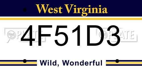 4F51D3 West Virginia License Plate