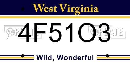4F51O3 West Virginia License Plate