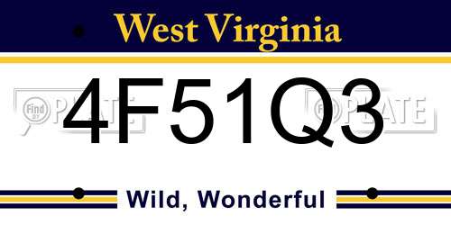 4F51Q3 West Virginia License Plate