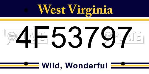 4F53797 West Virginia License Plate