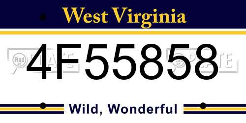 4F55858 West Virginia License Plate