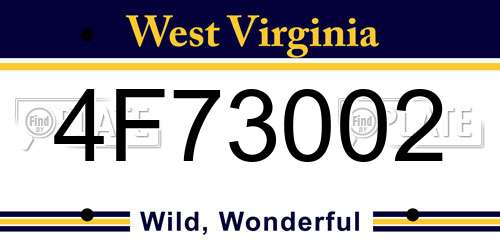 4F73002 West Virginia License Plate
