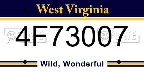 4F73007 West Virginia License Plate