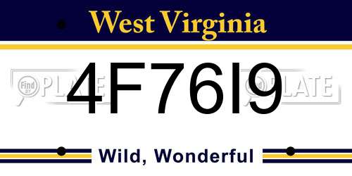 4F76I9 West Virginia License Plate