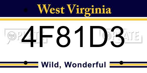 4F81D3 West Virginia License Plate