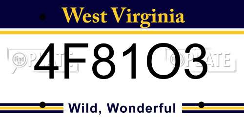 4F81O3 West Virginia License Plate