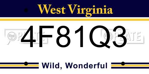 4F81Q3 West Virginia License Plate