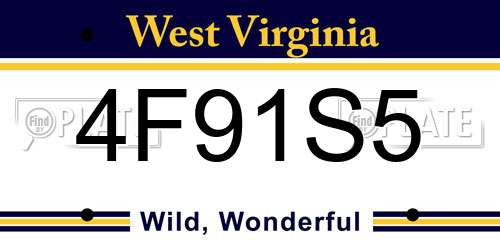 4F91S5 West Virginia License Plate