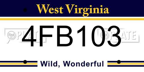 4FB103 West Virginia License Plate