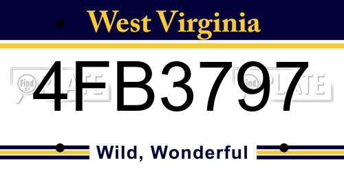 4FB3797 West Virginia License Plate