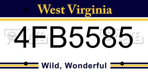 4FB5585 West Virginia License Plate
