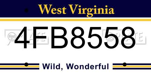 4FB8558 West Virginia License Plate