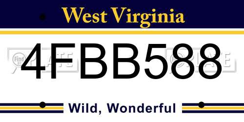 4FBB588 West Virginia License Plate