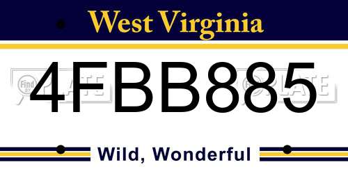 4FBB885 West Virginia License Plate