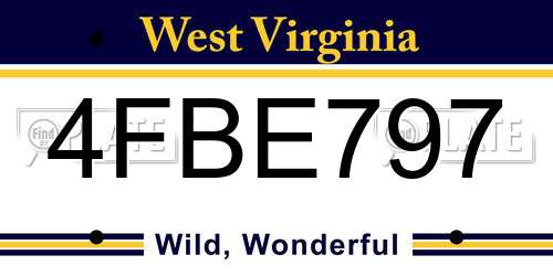 4FBE797 West Virginia License Plate