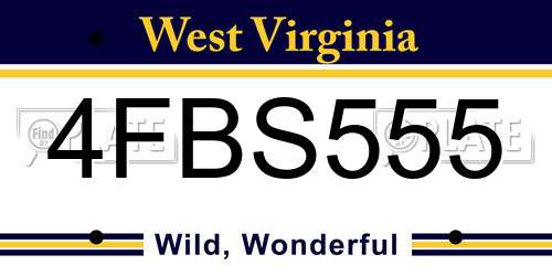4FBS555 West Virginia License Plate