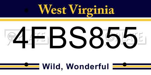 4FBS855 West Virginia License Plate