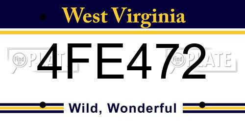 4FE472 West Virginia License Plate