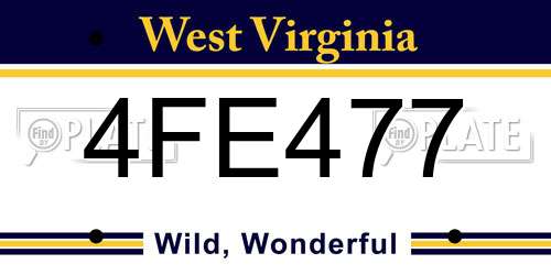 4FE477 West Virginia License Plate
