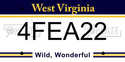 4FEA22 West Virginia License Plate