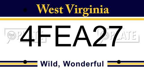 4FEA27 West Virginia License Plate