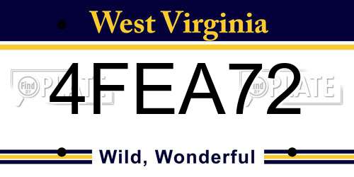 4FEA72 West Virginia License Plate