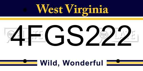 4FGS222 West Virginia License Plate