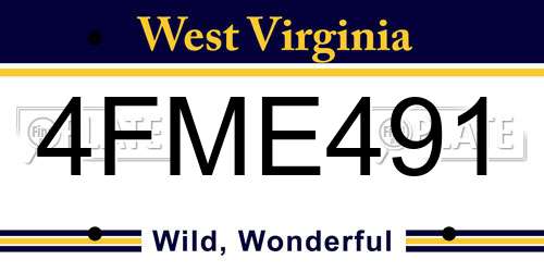 4FME491 West Virginia License Plate