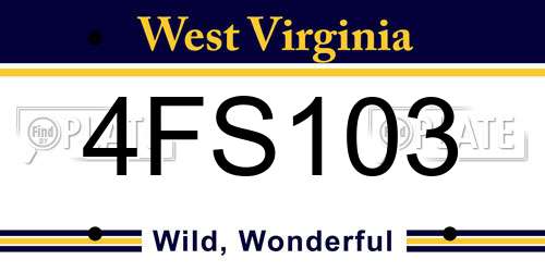 4FS103 West Virginia License Plate
