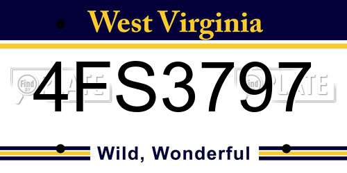 4FS3797 West Virginia License Plate