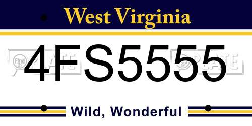 4FS5555 West Virginia License Plate