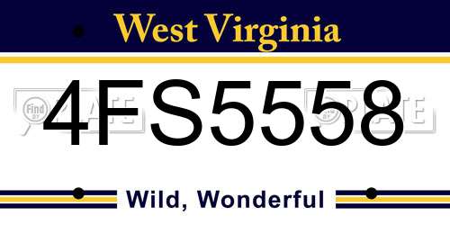 4FS5558 West Virginia License Plate