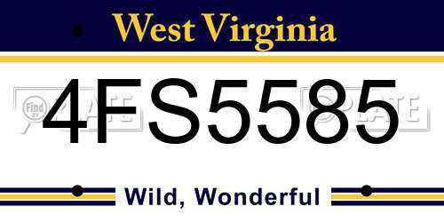 4FS5585 West Virginia License Plate
