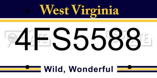 4FS5588 West Virginia License Plate
