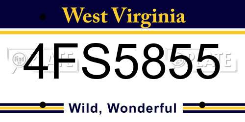 4FS5855 West Virginia License Plate