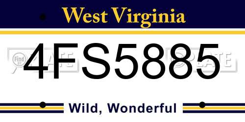 4FS5885 West Virginia License Plate