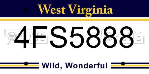 4FS5888 West Virginia License Plate