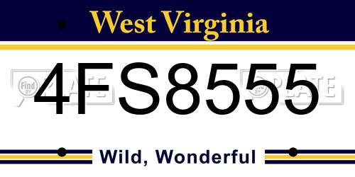 4FS8555 West Virginia License Plate