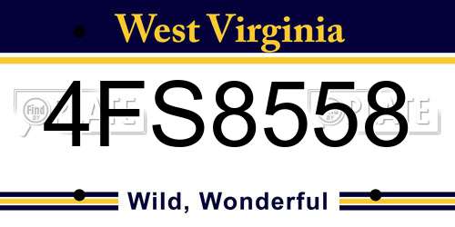 4FS8558 West Virginia License Plate