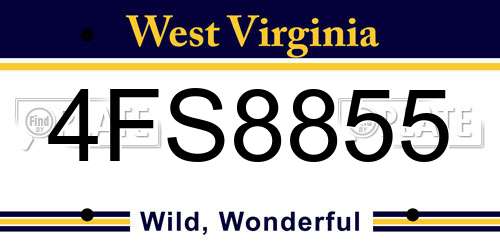 4FS8855 West Virginia License Plate