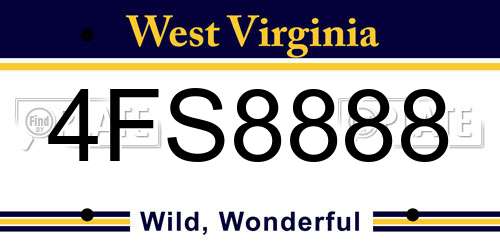 4FS8888 West Virginia License Plate